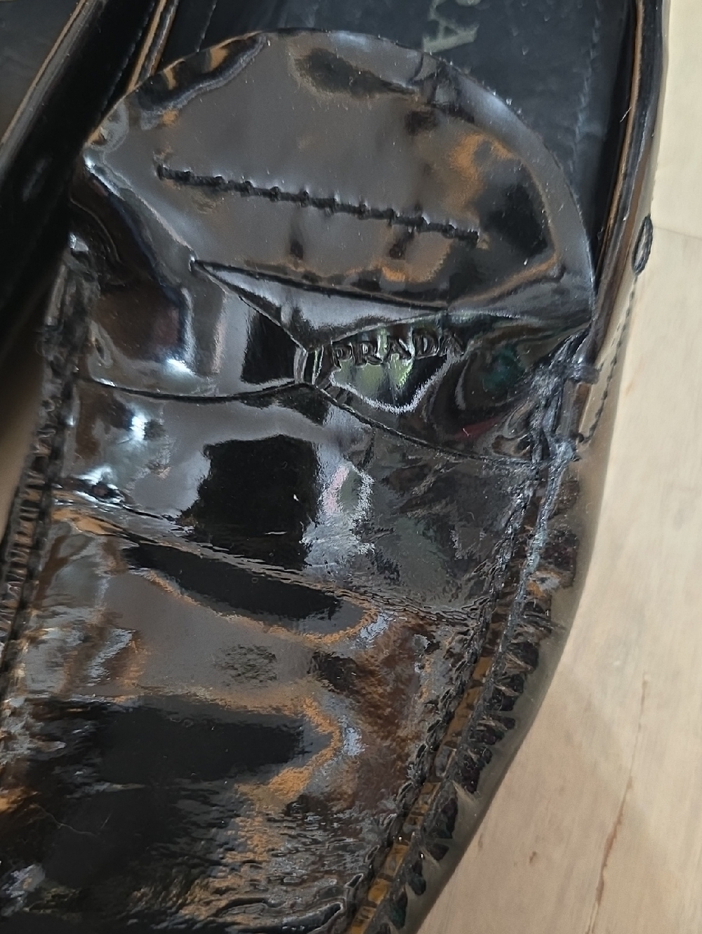 Prada Black Patent Leather Penny Loafers 36.5 - Picture 2 of 8